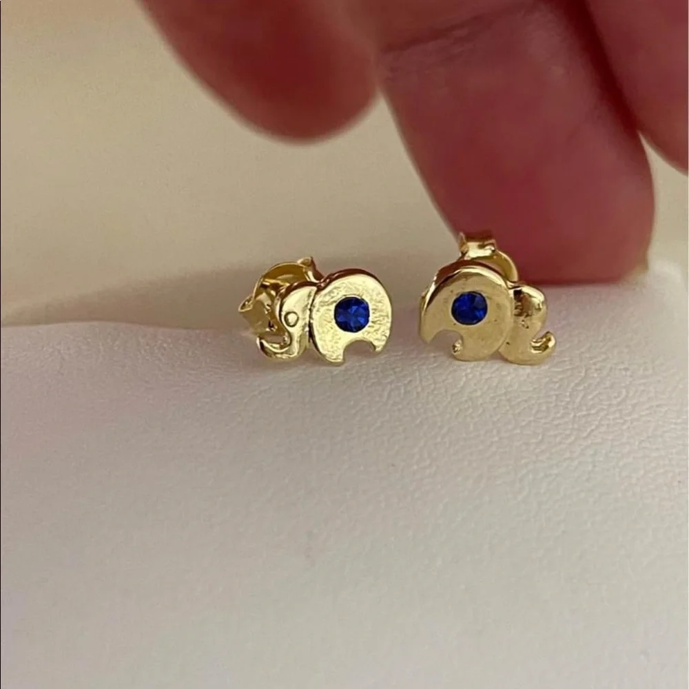 18k Gold Filled CZ Elephant Stud Earrings